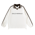 Gold Morals Contrast Striped Lapel Collar Sweatshirt