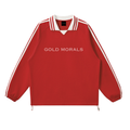 Gold Morals Contrast Striped Lapel Collar Sweatshirt
