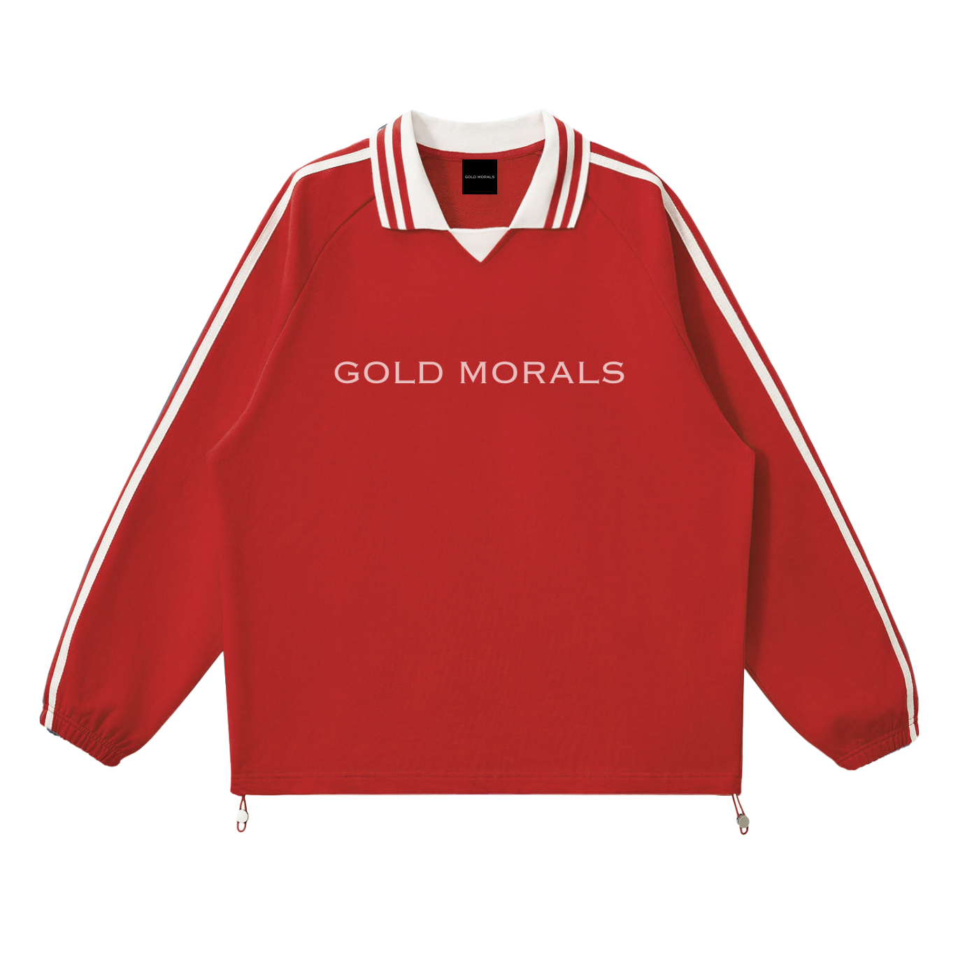 Gold Morals Contrast Striped Lapel Collar Sweatshirt