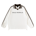 Gold Morals Contrast Striped Lapel Collar Sweatshirt