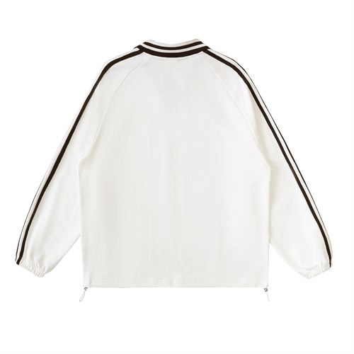Gold Morals Contrast Striped Lapel Collar Sweatshirt