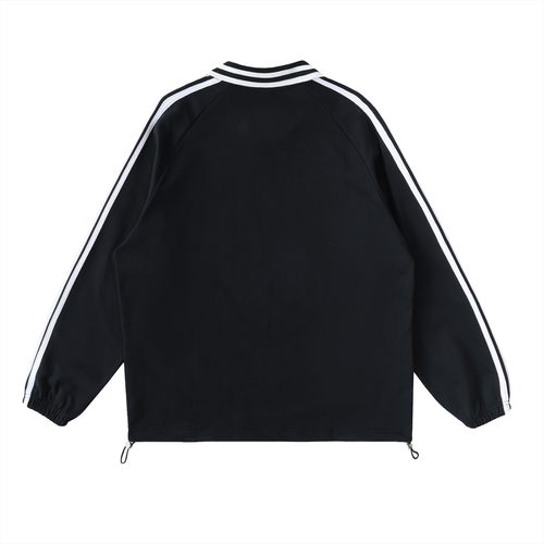 Gold Morals Contrast Striped Lapel Collar Sweatshirt (Black)