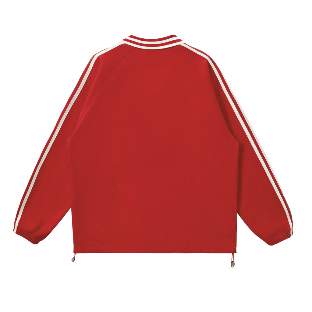 Gold Morals Contrast Striped Lapel Collar Sweatshirt
