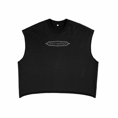 Gold Morals Classic Logo French Terry Boxy Tank Top (Black)